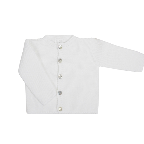 Chaqueta bebé botones punto bobo blanco 