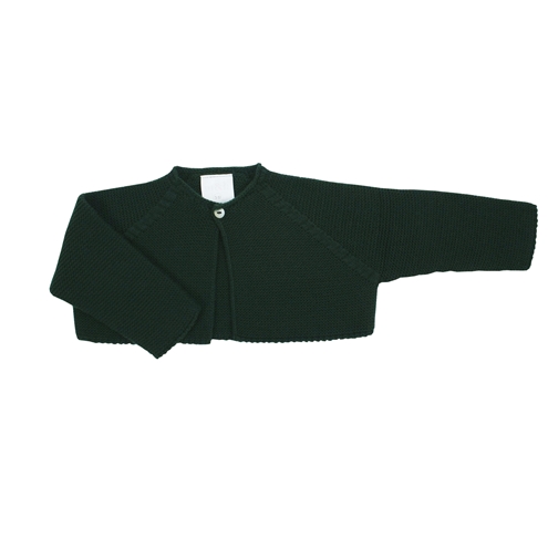 Dark green knitted short baby cardigan m&h
