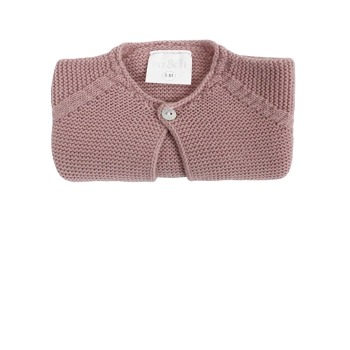 Pastel pink thick knitted short baby cardigan