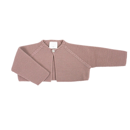 Pastel pink thick knitted short baby cardigan