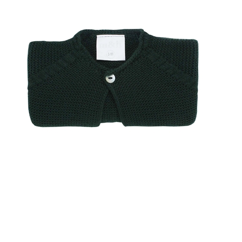 Dark green knitted short baby cardigan m&h