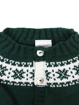 chaqueta de punto verde botella con greca blanca