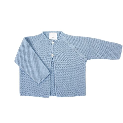 Chaqueta larga punto bobo azul m&h