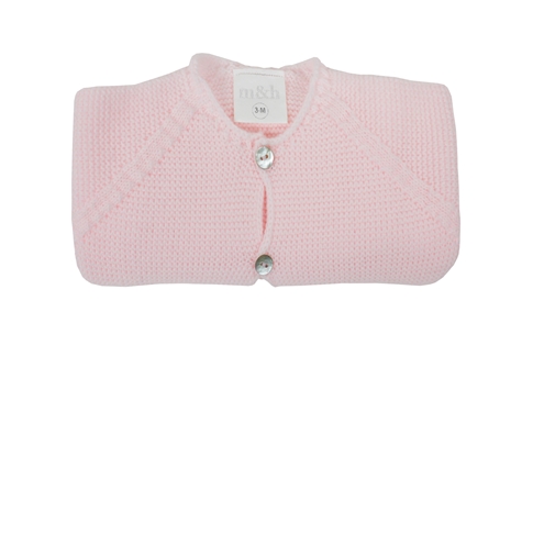 Pink buttoned knitted long baby cardigan m&h