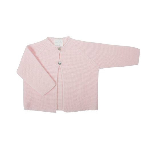 Pink buttoned knitted long baby cardigan m&h