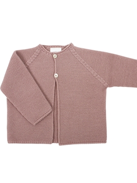 Chaqueta larga punto bobo rosa palo m&h