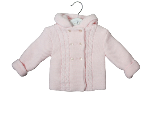 pink cable knitted short coat