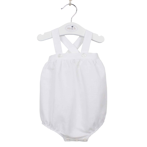 romper baby white linen