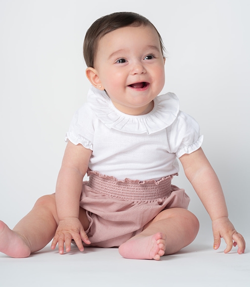 Baby bloomer pastel pink linen