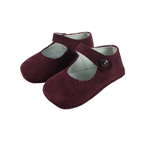 Mary Jane Burgundy suede pram shoes