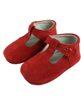 T bar pram suede shoes red