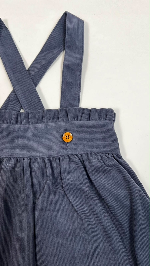 blue corduroy skirt with straps