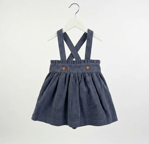 blue corduroy skirt with straps
