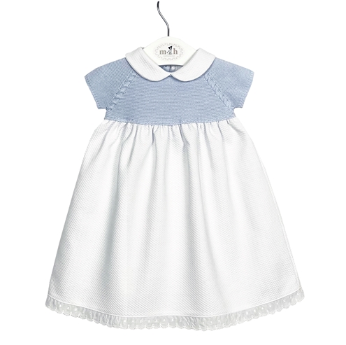 Blue knit newborn dress