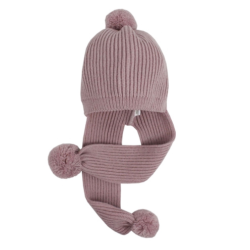 Gorro bufanda rosa palo 