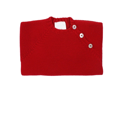 Buttoned thick knit sweater in red