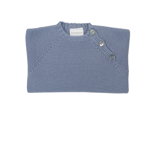 Medium blue thick knit sweater.