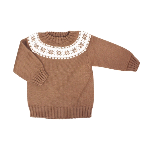 Jersey punto cámel con greca blanca