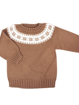 Jersey punto cámel con greca blanca