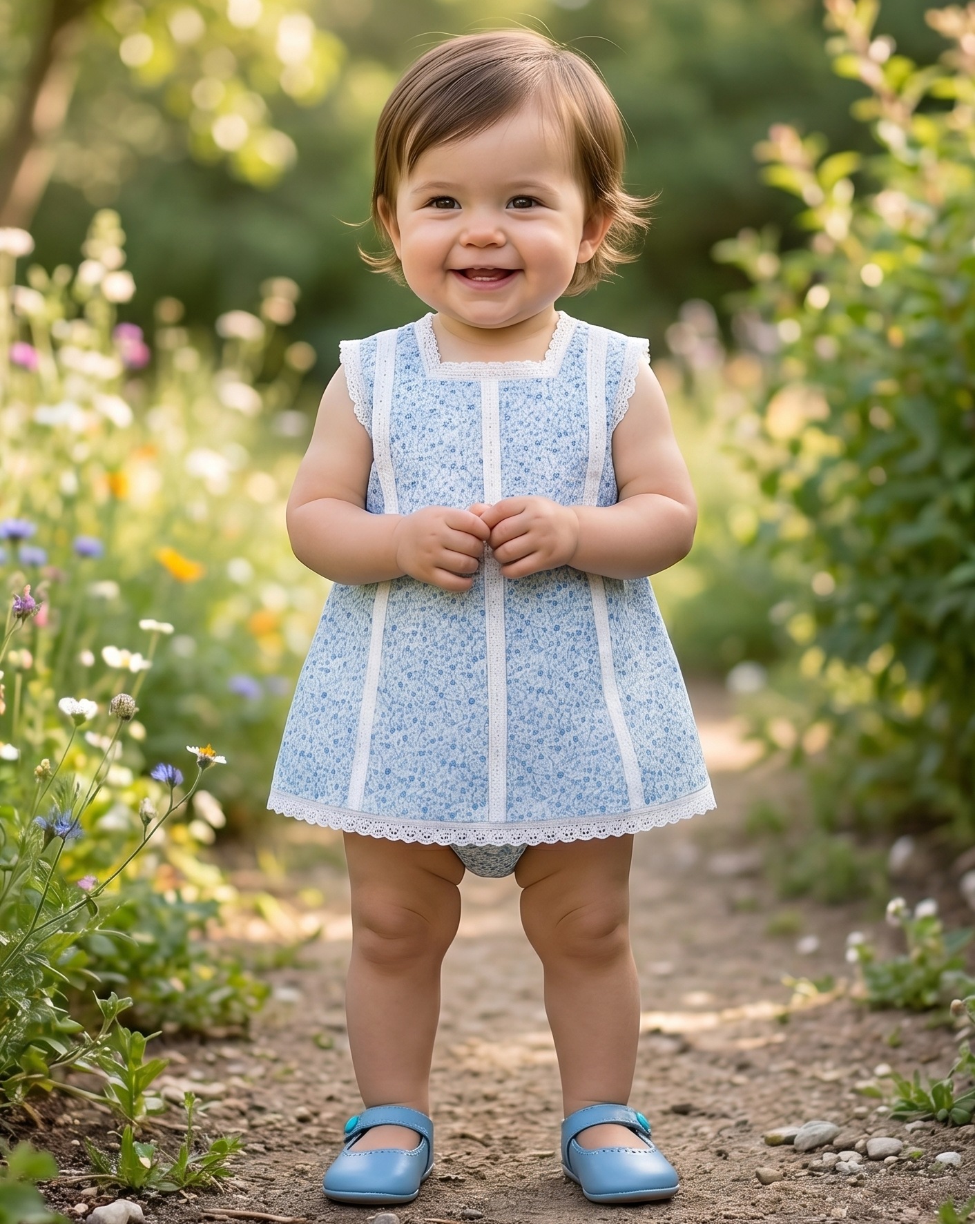 jesusito bebé azul flores