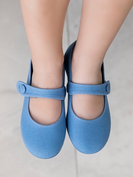 canvas shoes blue button
