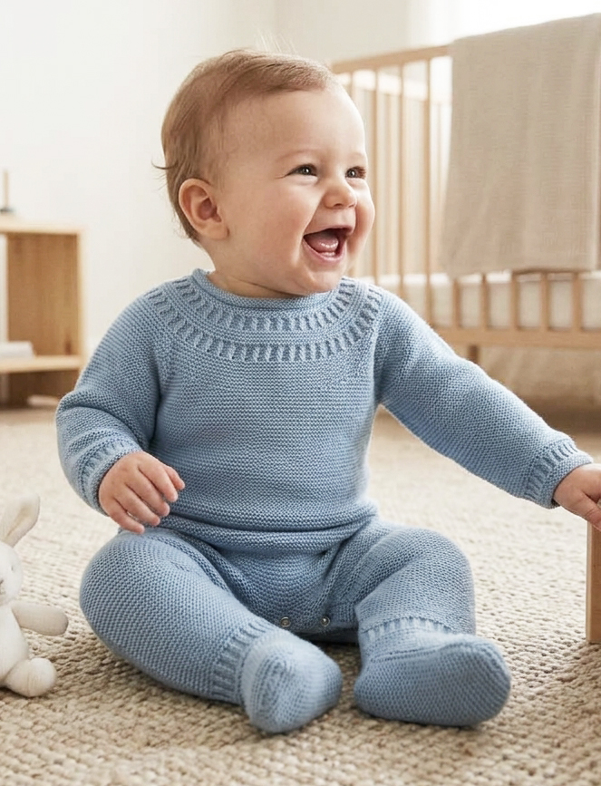 medium blue knit baby