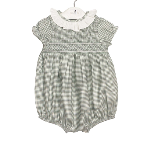 romper baby green plaid