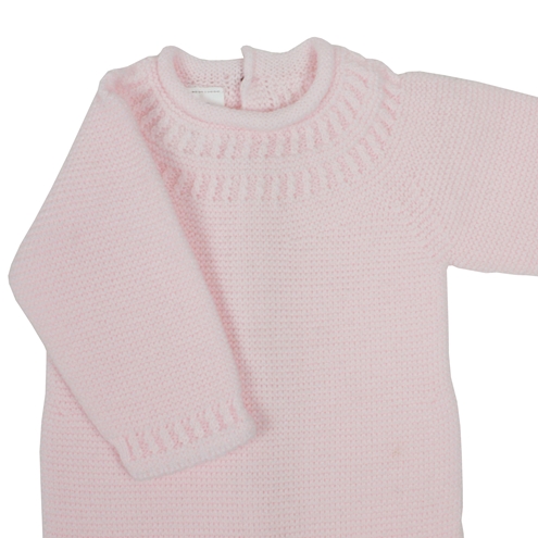 Pelele de punto rosa bebé con ochitos