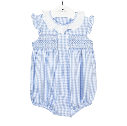 baby romper blue plaid