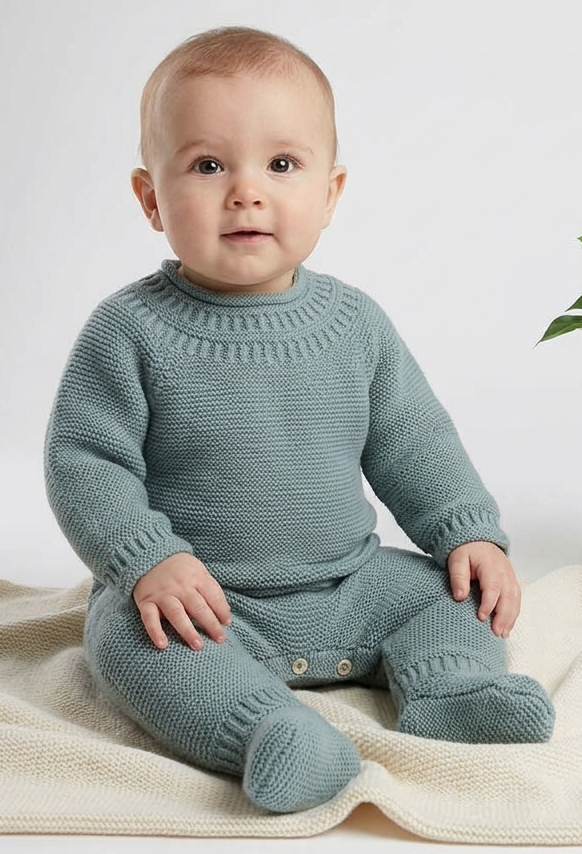 baby green knit suit