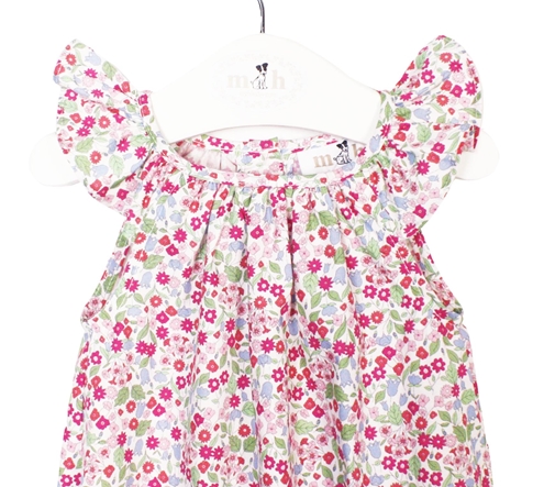 green pink flowers romper baby