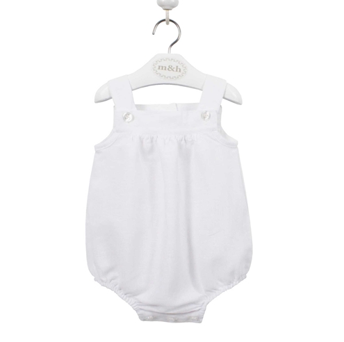 baby romper white linen buttons