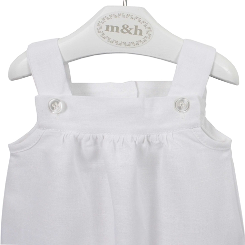 baby romper white linen buttons