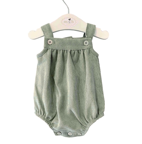 Green seaweed corduroy baby romper