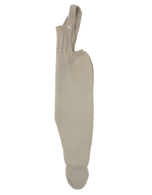 Beige knit baby dungaree with braces