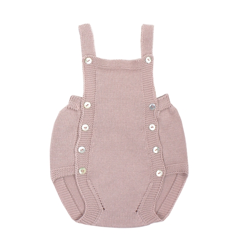 baby knit romper in pastel pink