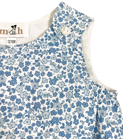 baby romper blue flowers