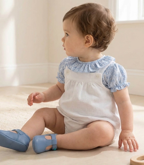 linen romper baby white