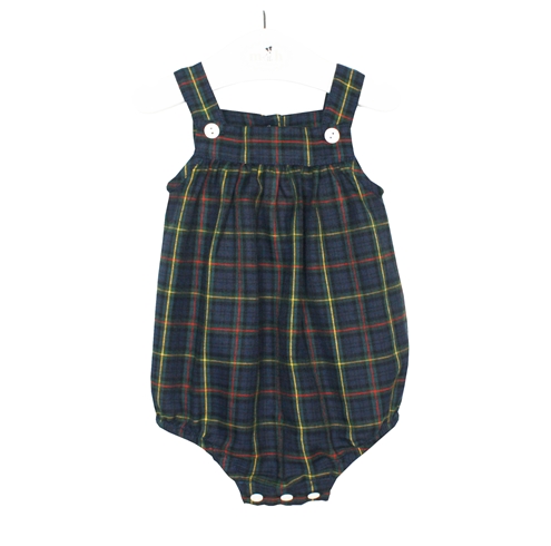 m&h baby romper tartan