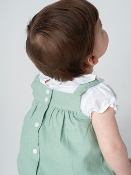 linen cotton green romper baby