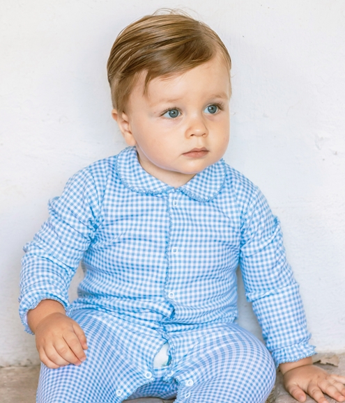 baby sleepsuit blue plaid