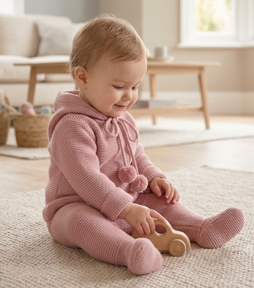 pastel pink knit baby