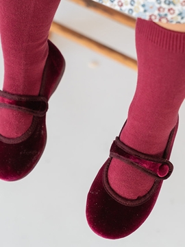 burgundy button mary jane velvet shoes
