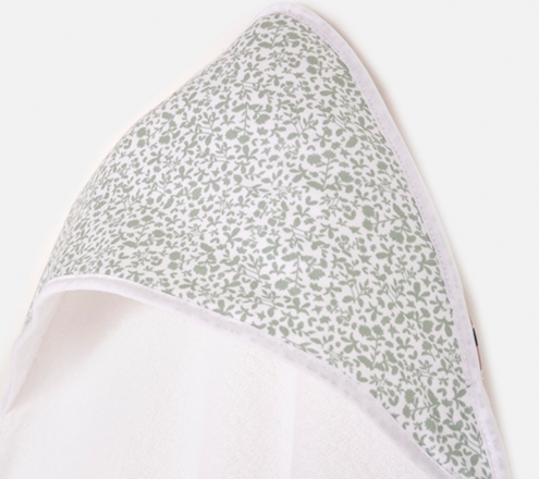 Hooded towel green print