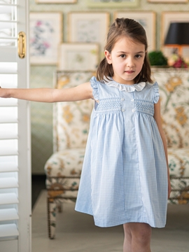 girl plaid blue dress