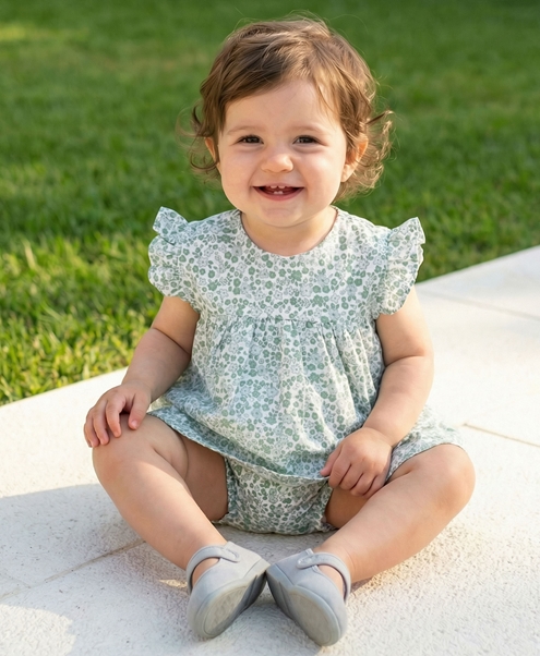 girl dress green flowers
