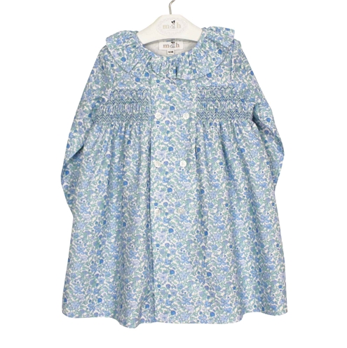 paula dress blue leaves